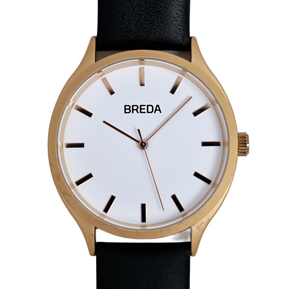 Breda Wrist Watch Men's Rose Gold White Dial Quartz 40mm Genuine Leather